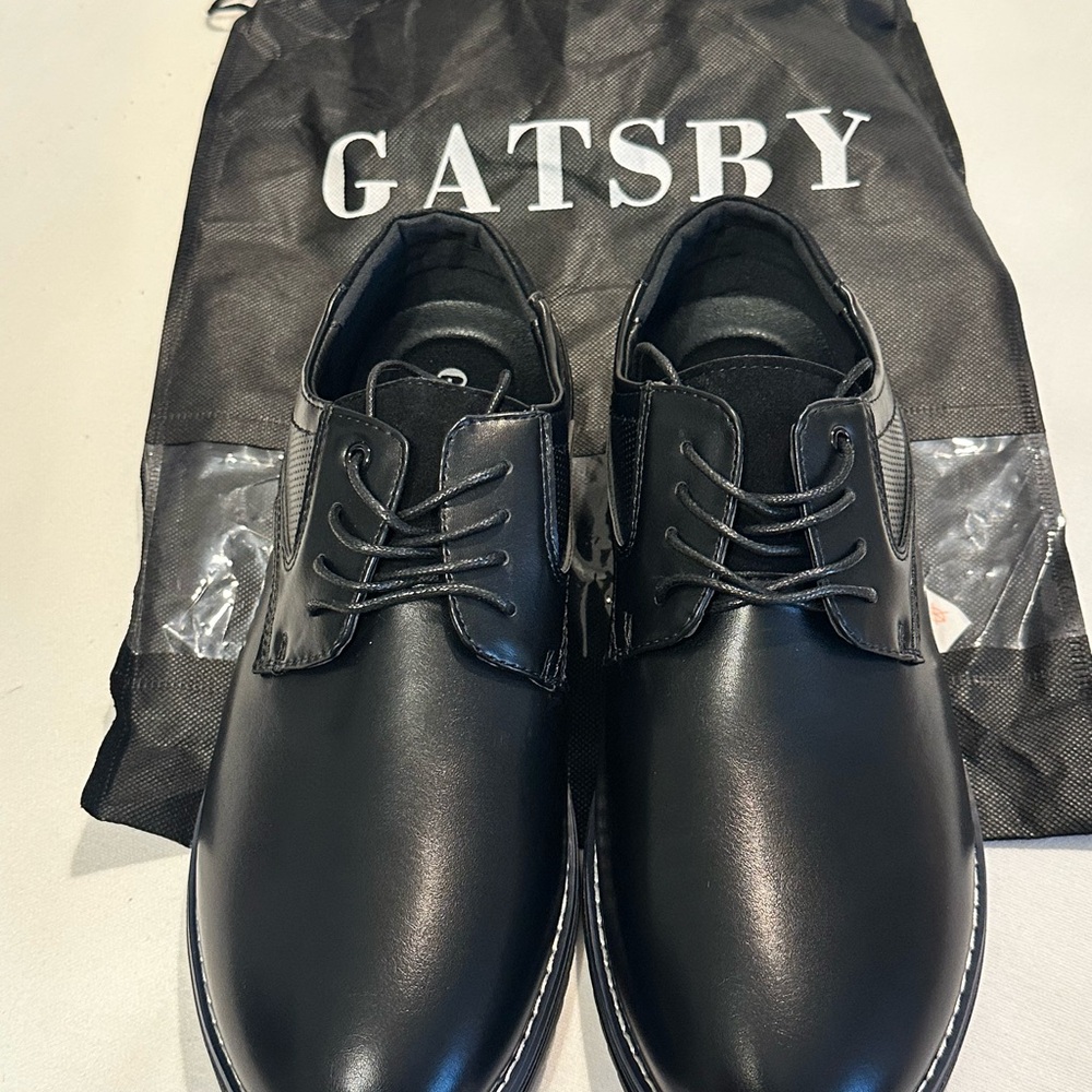 Gatsby Oxford Lisse Men's Black Lace Up Dress Shoes, NWT, Size 10